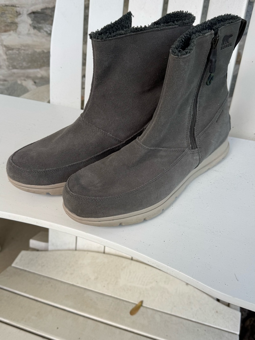 Sorel Women’ Grey Suede Zip Ankle Boots